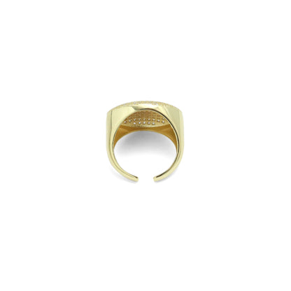 Gold Clear CZ Oval Statement Adjustable Ring, Sku#Y955