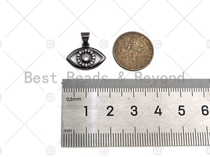 CZ Micro Pave Evil Eye Pendant/Charm, Bracelet Necklace CZ Evil Eye Pendant Charm, Silver/Gold/Rose Gold/Black Tone,17x13mm,Sku#Y375