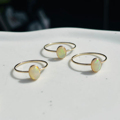 14k gold filled LARGE OVAL ETHIOPIAN OPAL GEMSTONE RING