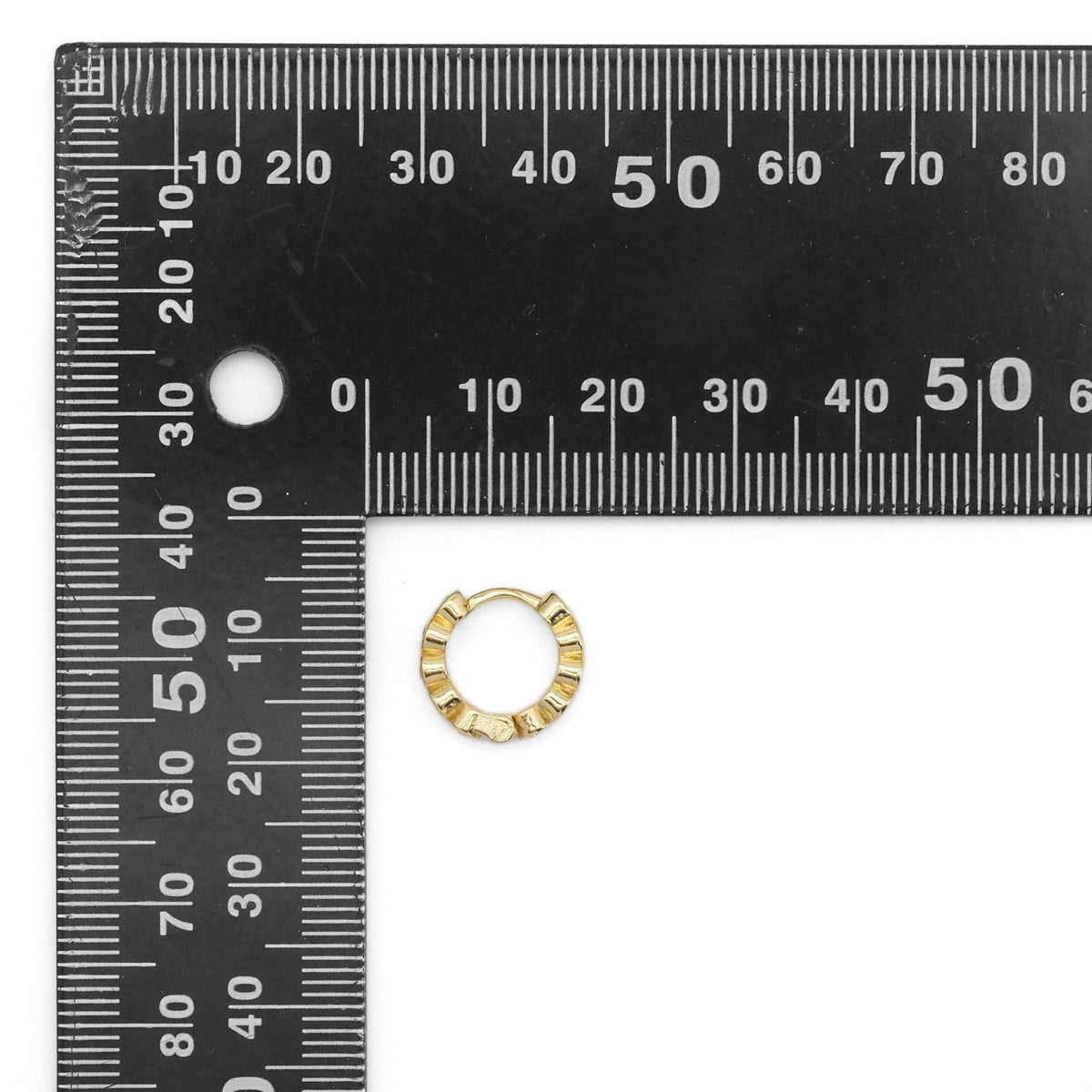 Gold Round CZ Small Huggie Earrings, Sku#Y848