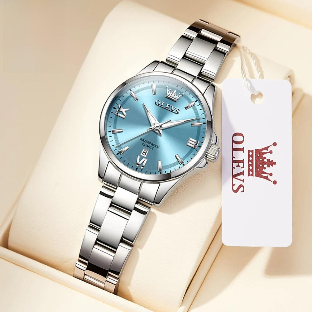 Women's Stainless Steel Watch Purple Dial Luminous Date