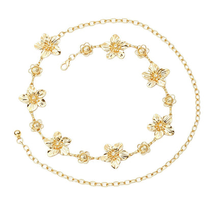 Cross-border European American Ins Light Luxury Waist Chain, Fashion Spliced Floral Metal Body Chain Premium Texture Women Body Jewelry