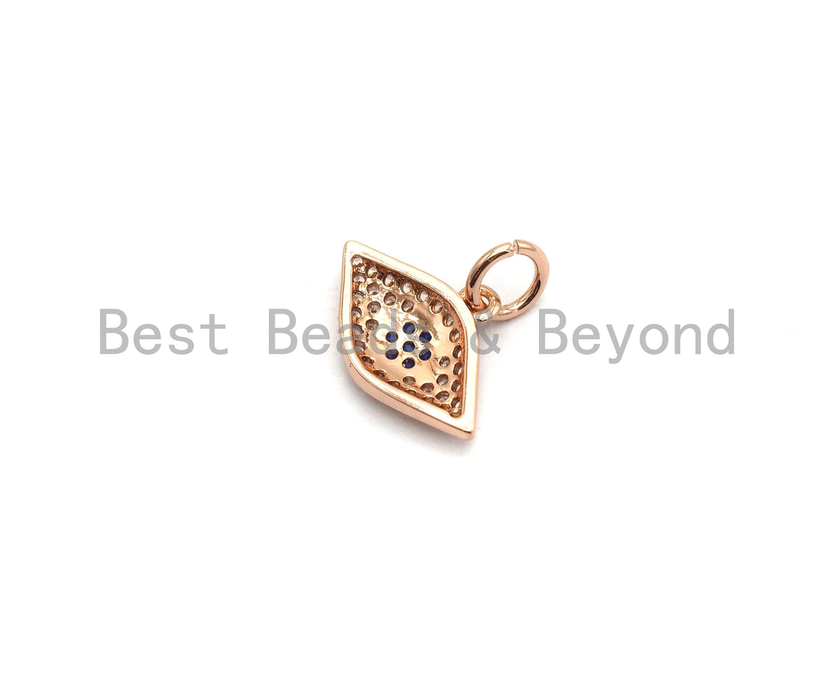 CZ Micro Pave Evil Eye Pendant for Necklace/Bracelet, Cobalt CZ,Cubic Zirconia Pendant,9x14mm, sku#Y199