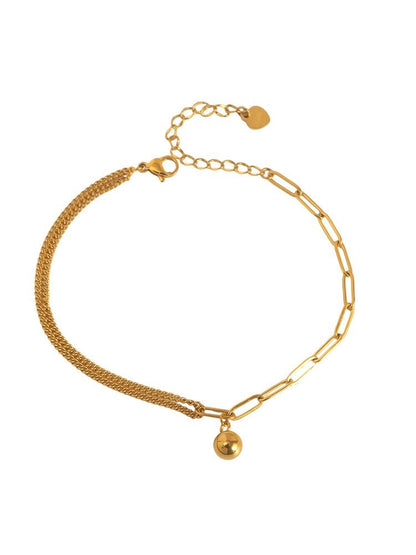 Light luxury 18k gold small gold ball titanium steel anklet