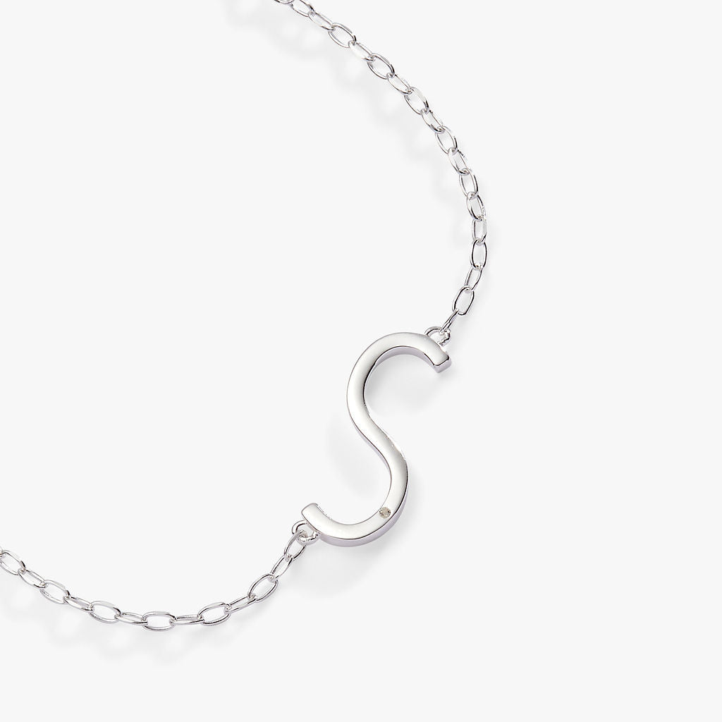 Initial S Precious Elongated Necklace ALEX AND ANI
