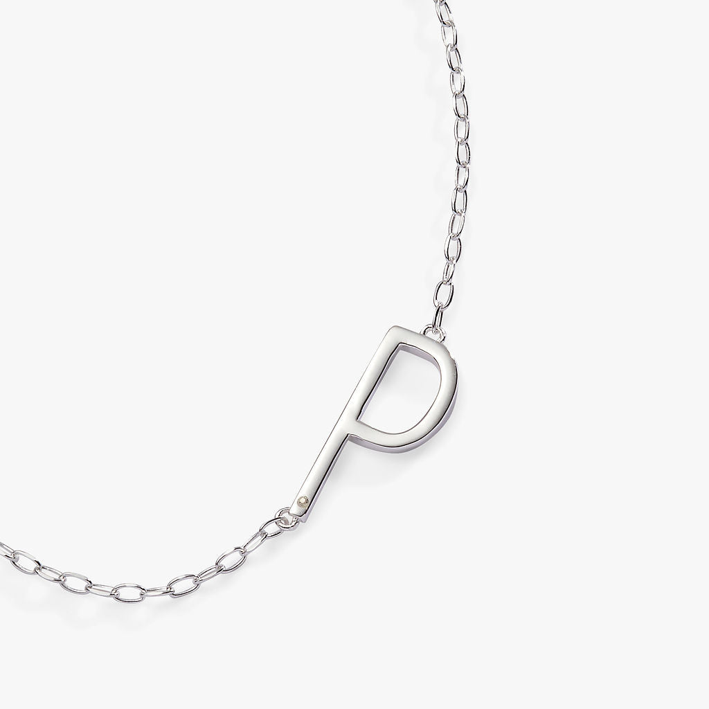 Initial P Precious Elongated Necklace ALEX AND ANI