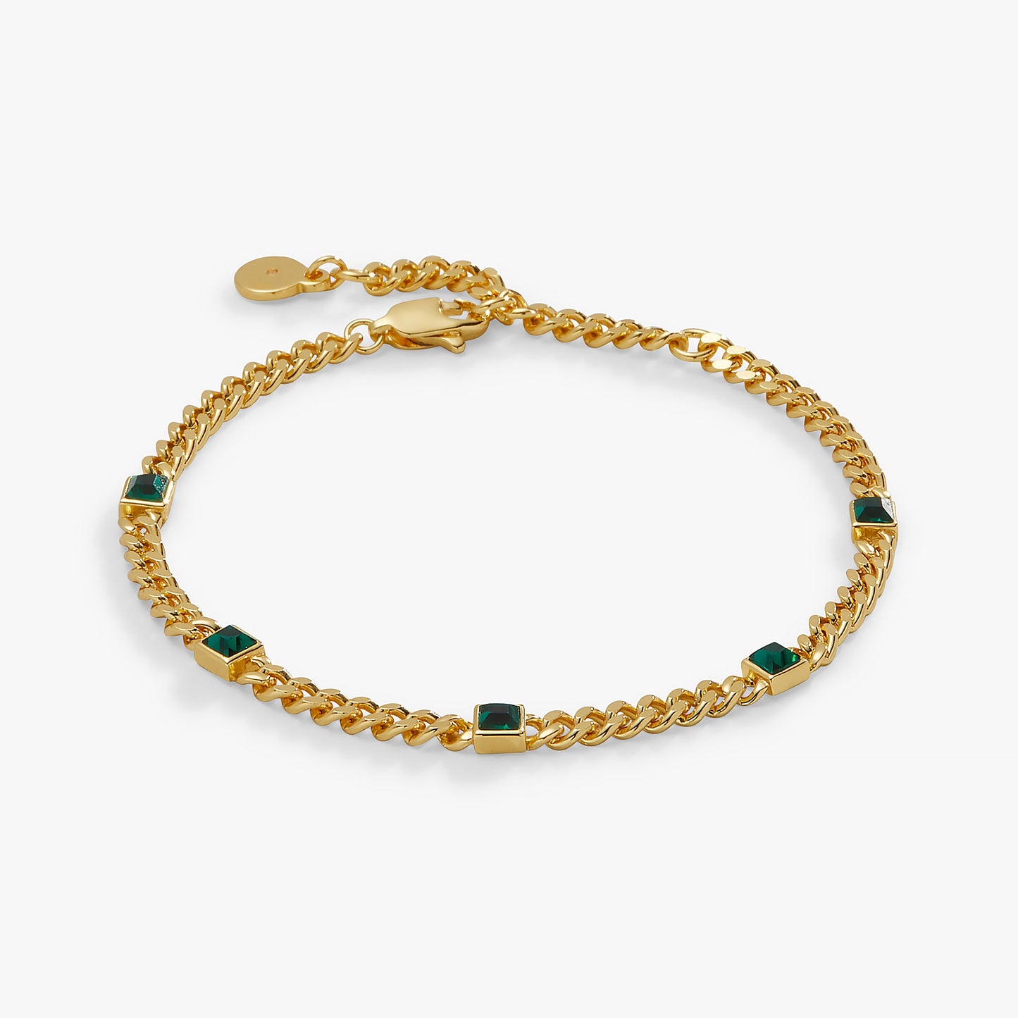 May Birthstone Emerald Curb Chain Bracelet ALEX AND ANI