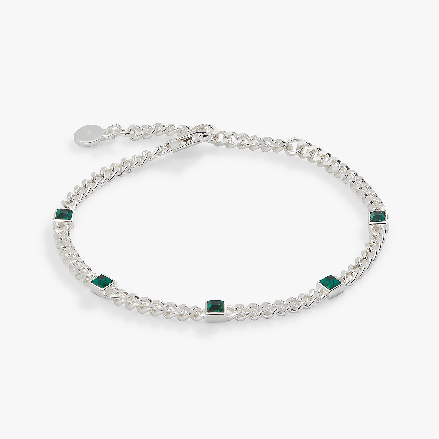 May Birthstone Emerald Curb Chain Bracelet ALEX AND ANI
