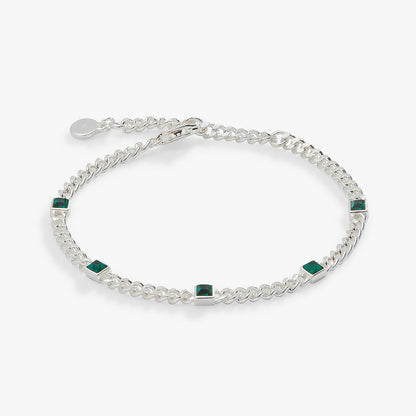 May Birthstone Emerald Curb Chain Bracelet ALEX AND ANI