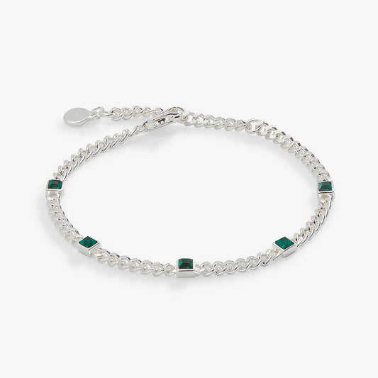 May Birthstone Emerald Curb Chain Bracelet ALEX AND ANI