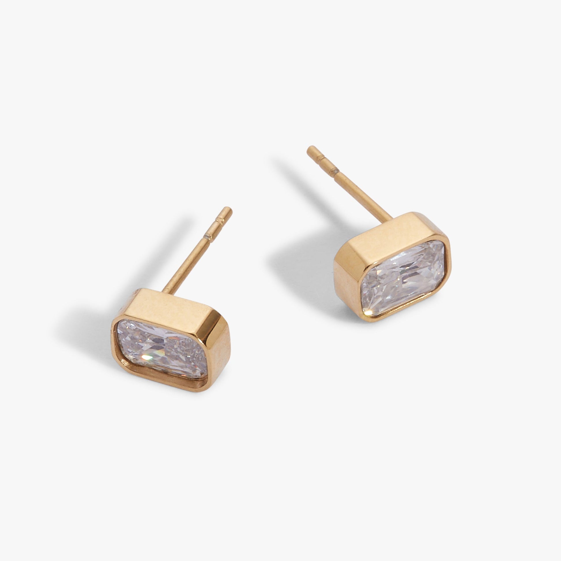 April Emerald-Cut Birthstone Stud Earrings ALEX AND ANI