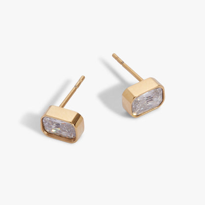 April Emerald-Cut Birthstone Stud Earrings ALEX AND ANI