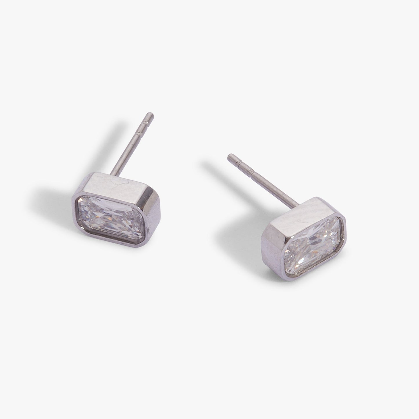 April Emerald-Cut Birthstone Stud Earrings ALEX AND ANI