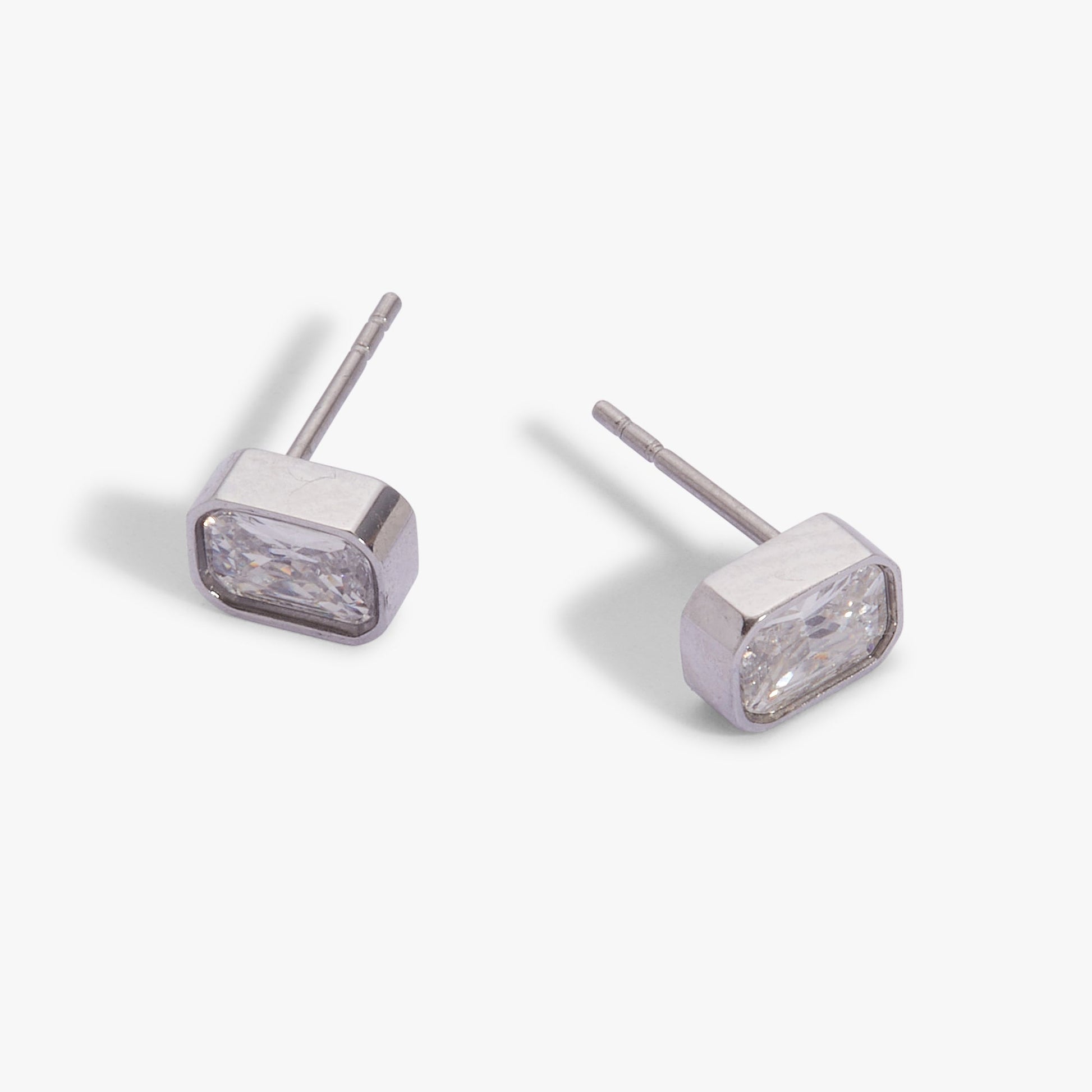 April Emerald-Cut Birthstone Stud Earrings ALEX AND ANI
