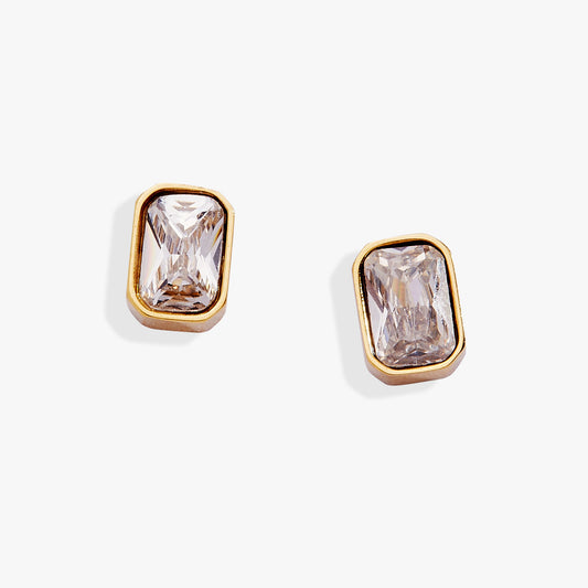 April Emerald-Cut Birthstone Stud Earrings ALEX AND ANI