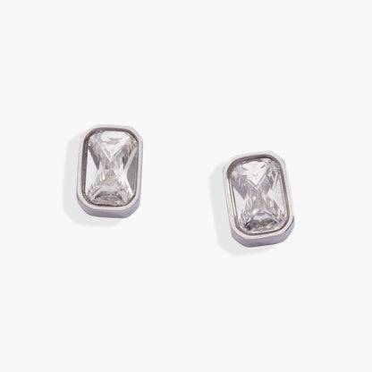 April Emerald-Cut Birthstone Stud Earrings ALEX AND ANI