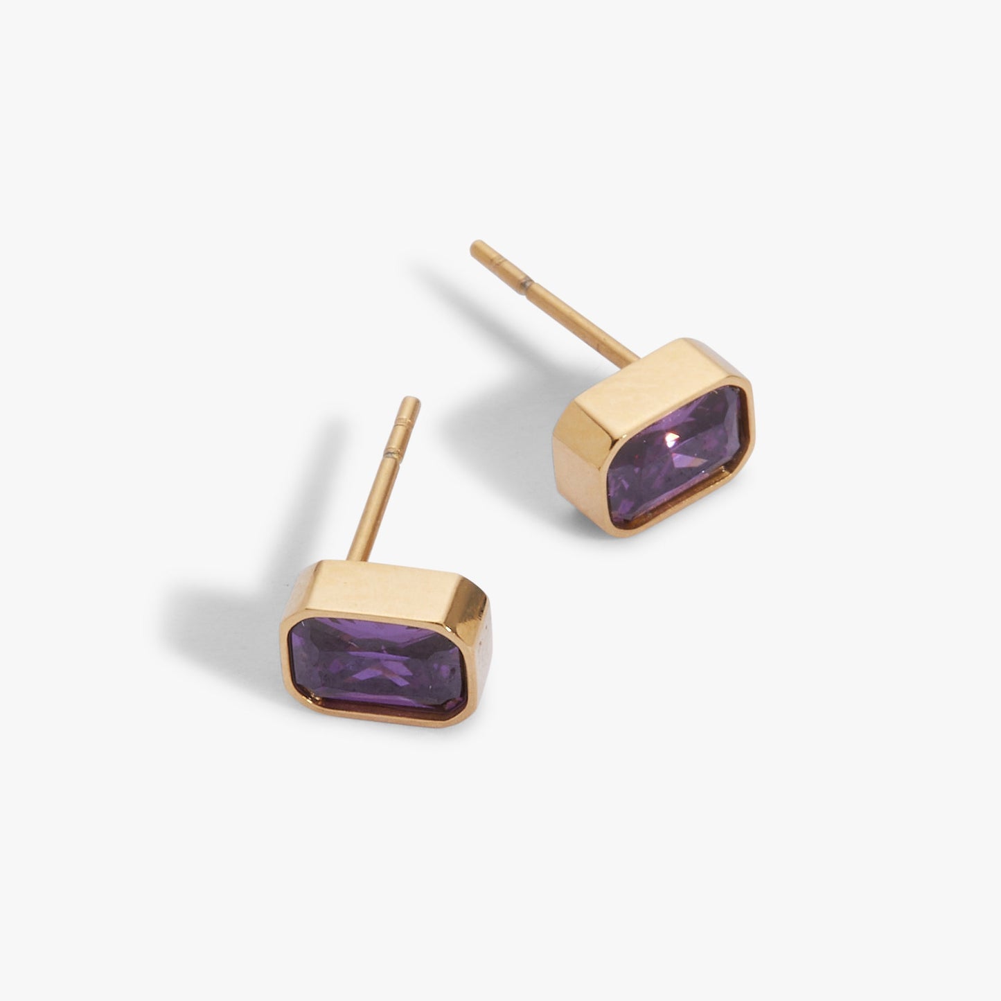 February Emerald-Cut Birthstone Stud Earrings ALEX AND ANI