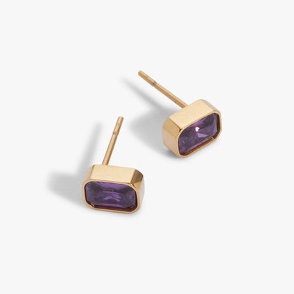 February Emerald-Cut Birthstone Stud Earrings ALEX AND ANI