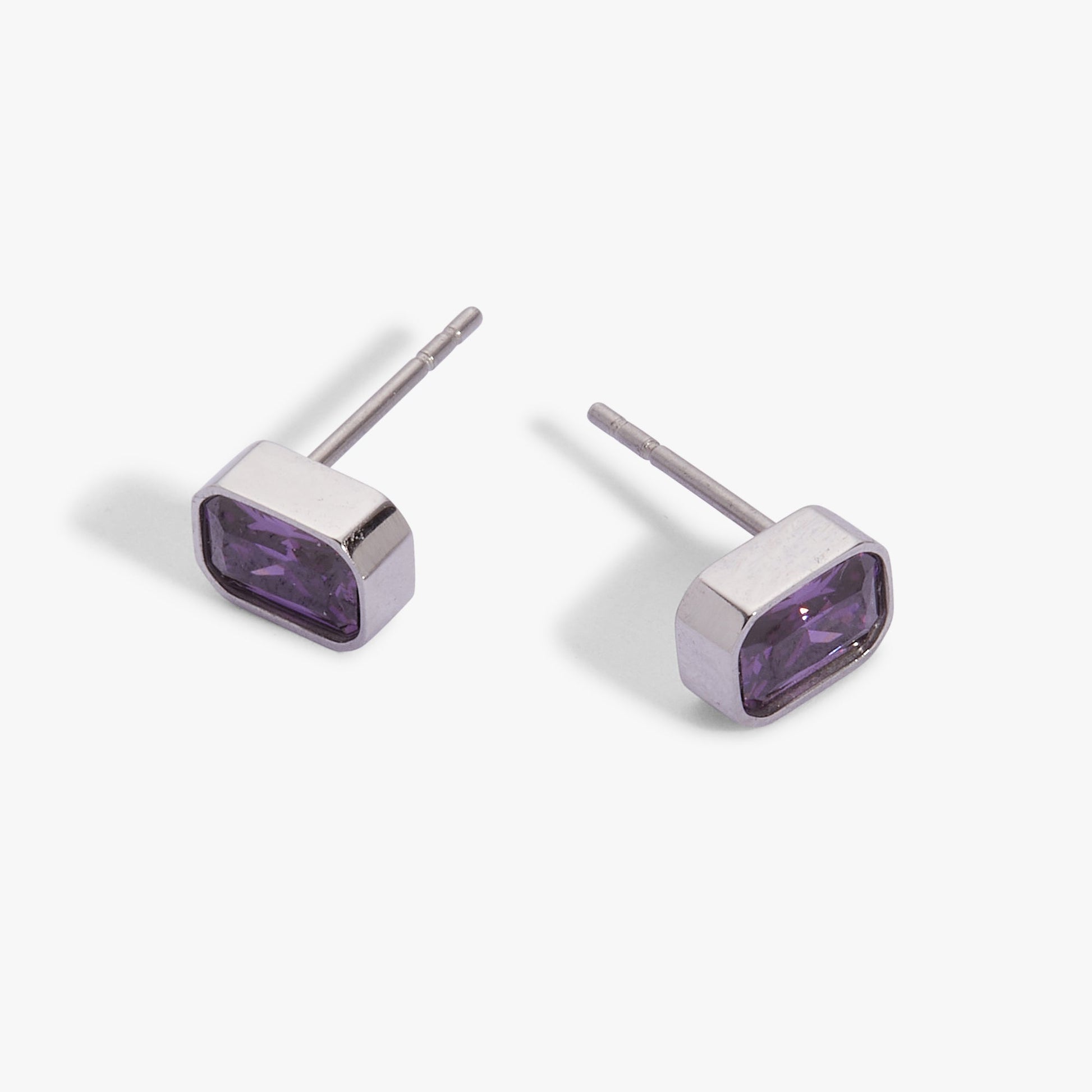 February Emerald-Cut Birthstone Stud Earrings ALEX AND ANI