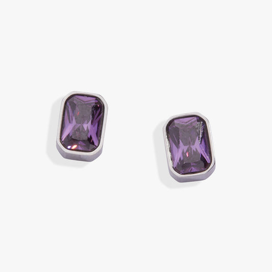 February Emerald-Cut Birthstone Stud Earrings ALEX AND ANI