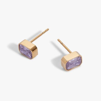 June Emerald-Cut Birthstone Stud Earrings ALEX AND ANI