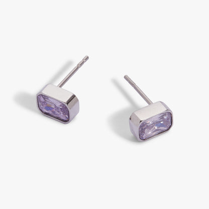 June Emerald-Cut Birthstone Stud Earrings ALEX AND ANI