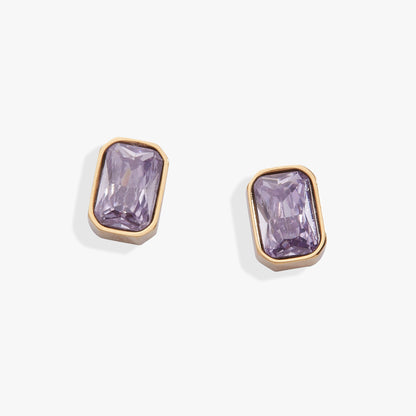 June Emerald-Cut Birthstone Stud Earrings ALEX AND ANI