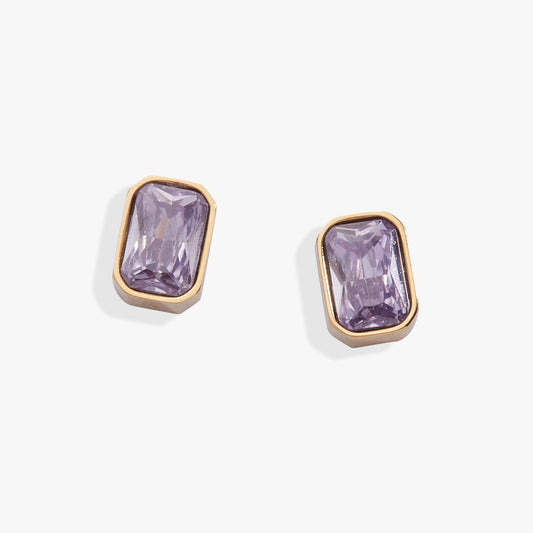 June Emerald-Cut Birthstone Stud Earrings ALEX AND ANI
