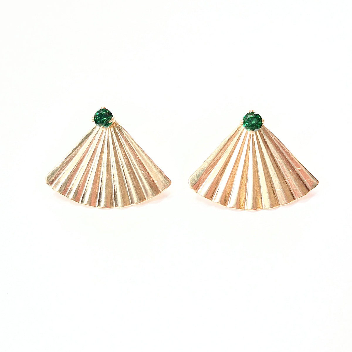 14K GF Swarovski emerald green stud earrings