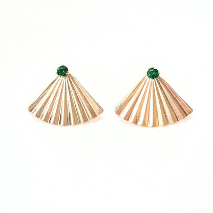 14K GF Swarovski emerald green stud earrings