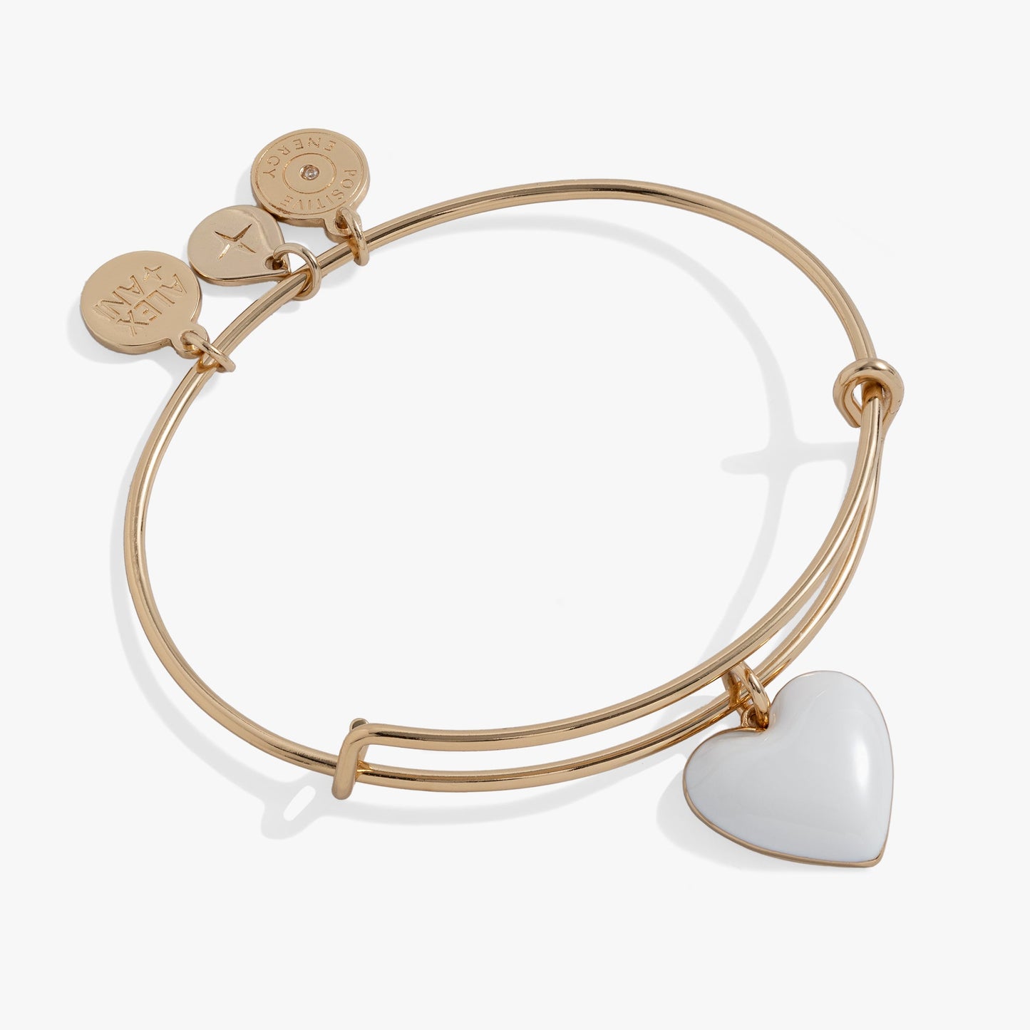 White Enamel Heart Charm Bangle ALEX AND ANI