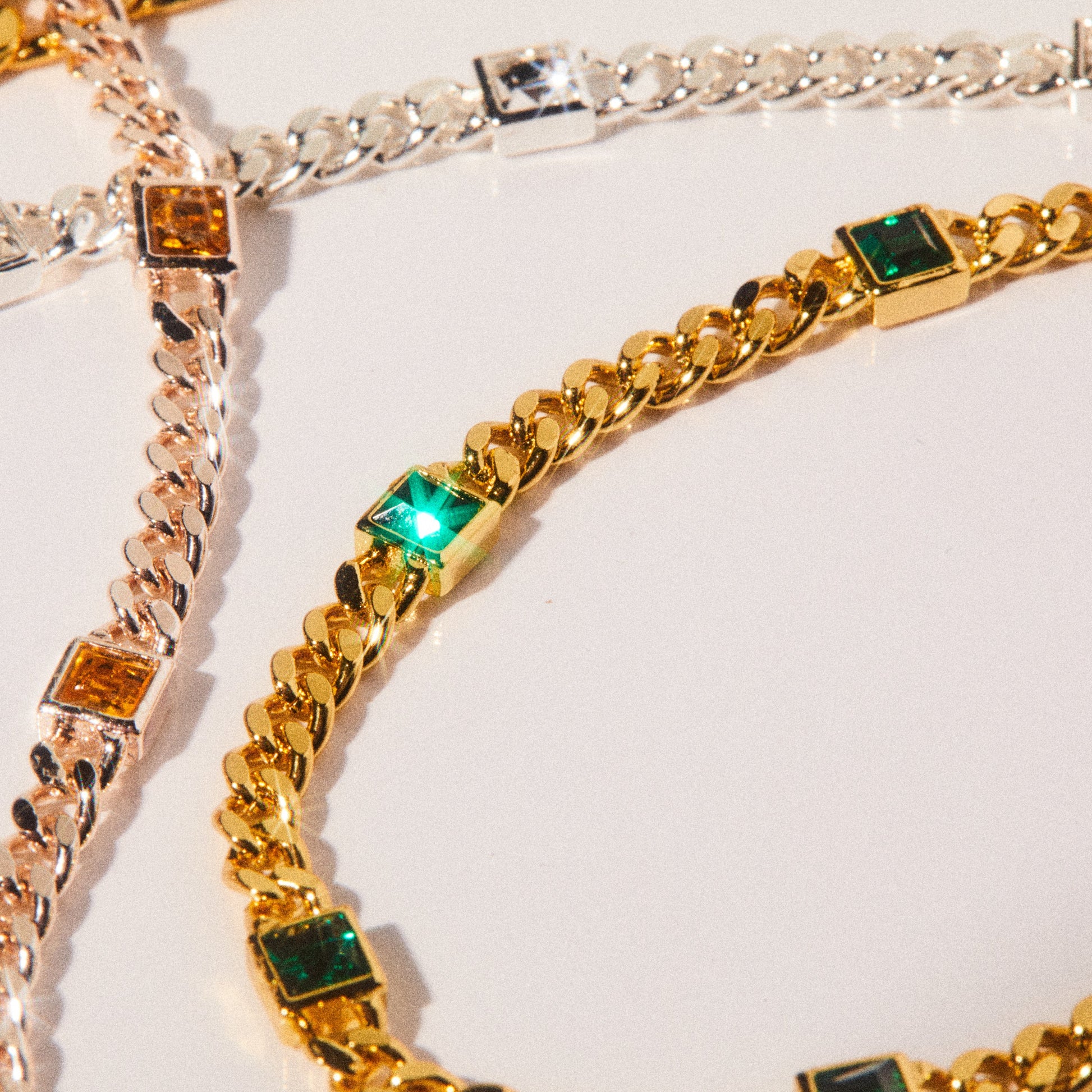 May Birthstone Emerald Curb Chain Bracelet ALEX AND ANI