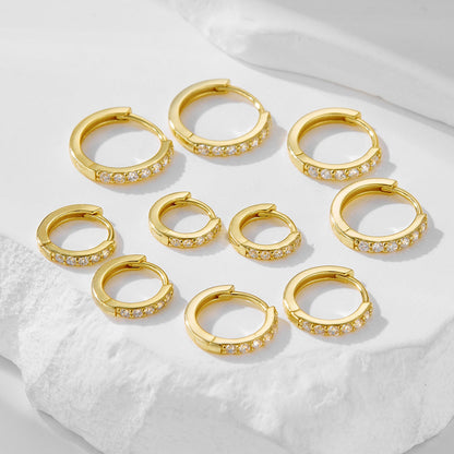 S925 Sterling Silver Ear Clips Inlaid With Zirconia Basic Round Earrings