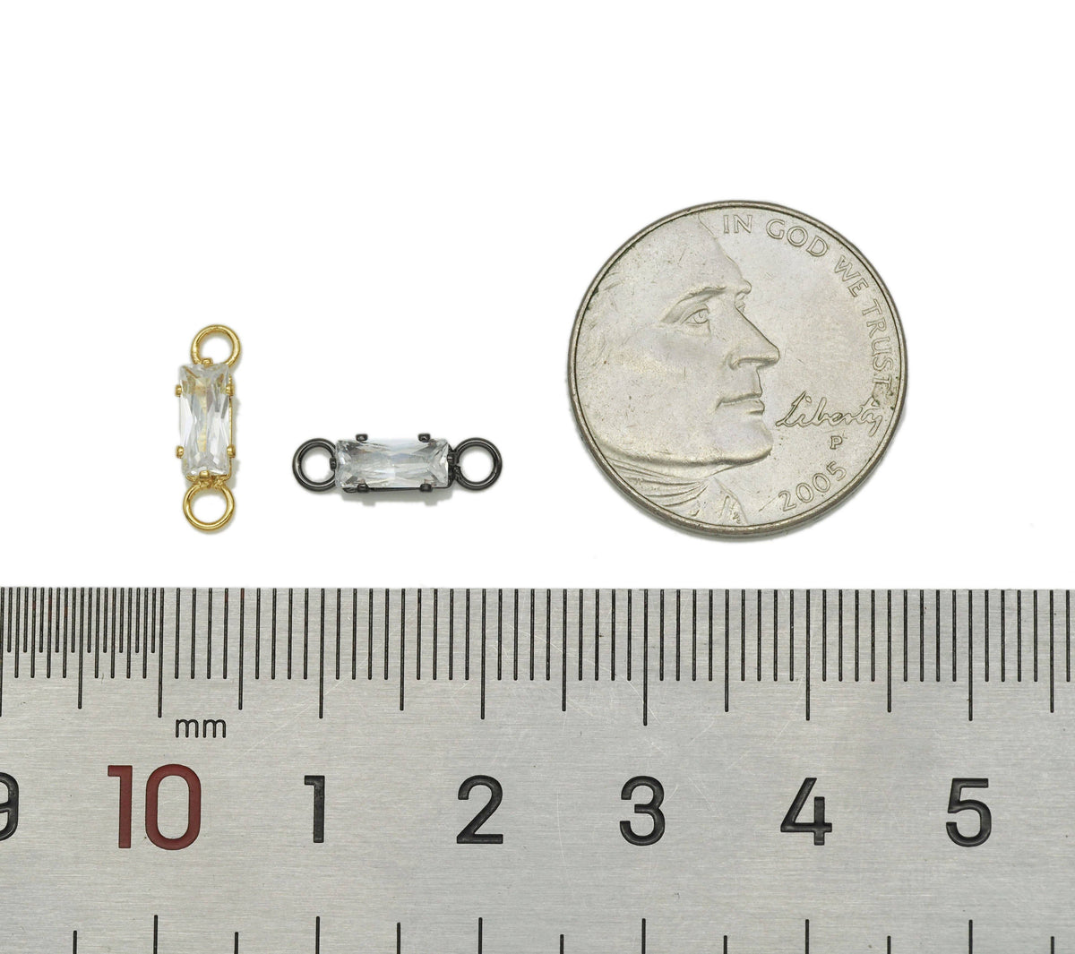 CZ Rectangle Shape Connector, Sku#Y651