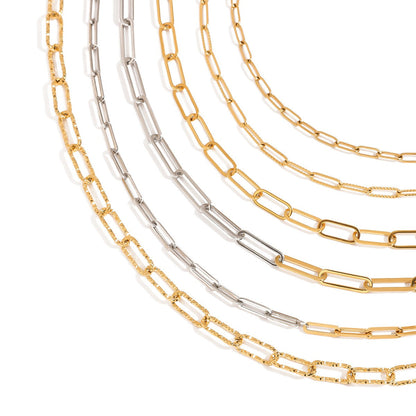 18K gold chain with gold and silver color matching design simple and elegant necklace