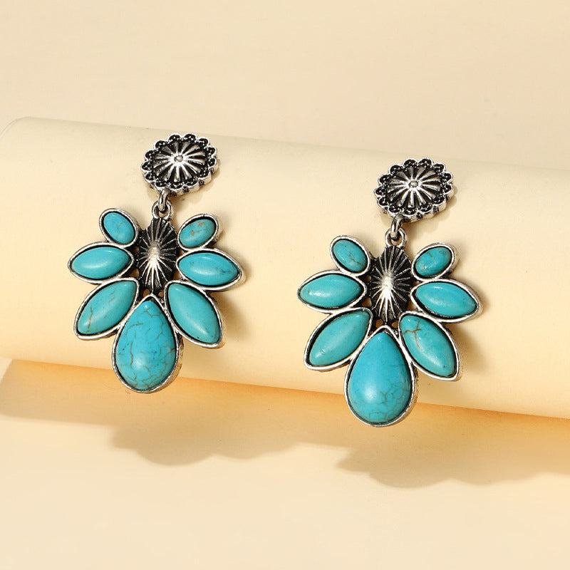 Turquoise Flower Earrings Bumpkin Ranchwear