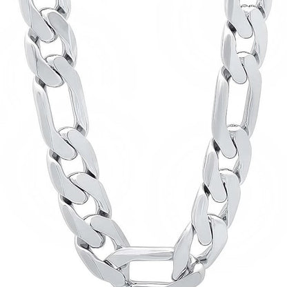 12mm Flat Side Domineering Necklace Plated 925 Silver