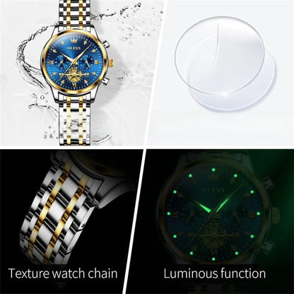 Women's Gold Stainless Steel Multifunction Quartz Watch