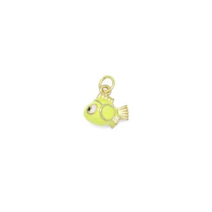 Gold Yellow 3D Fish Charm Pendant, Sku#Y1012