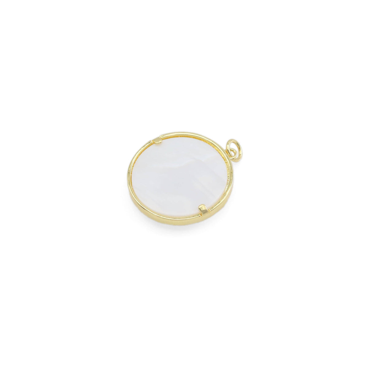 Gold CZ Sunflower Mother of Pearl Coin Charm, Sku#Y904