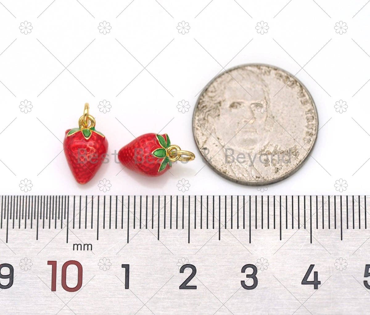 Enamel Strawberry Charm, Sku#Y568