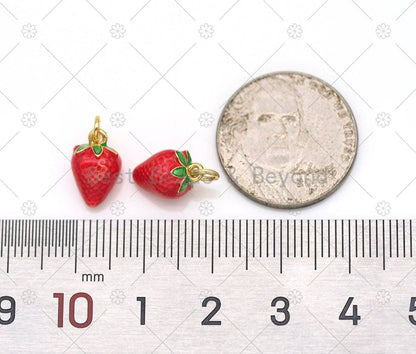 Enamel Strawberry Charm, Sku#Y568