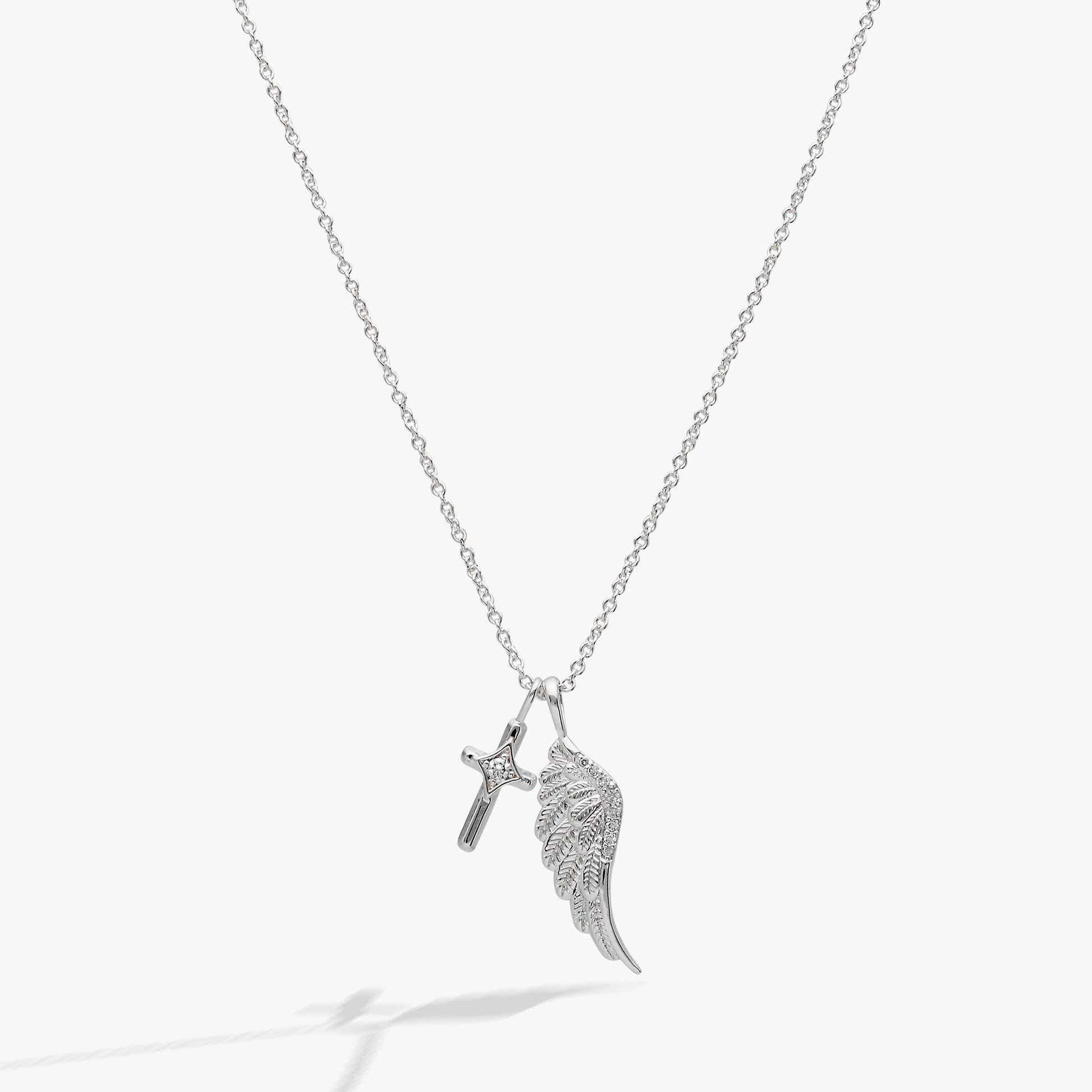 Faith Cross and Angel Wing Charm Necklace ALEX AND ANI