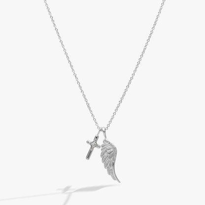Faith Cross and Angel Wing Charm Necklace ALEX AND ANI