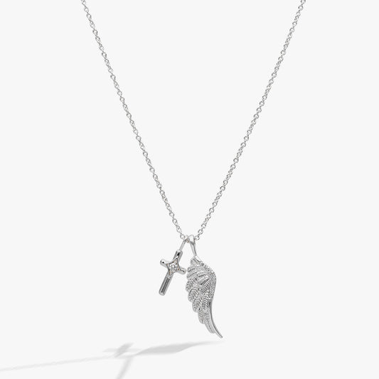 Faith Cross and Angel Wing Charm Necklace ALEX AND ANI