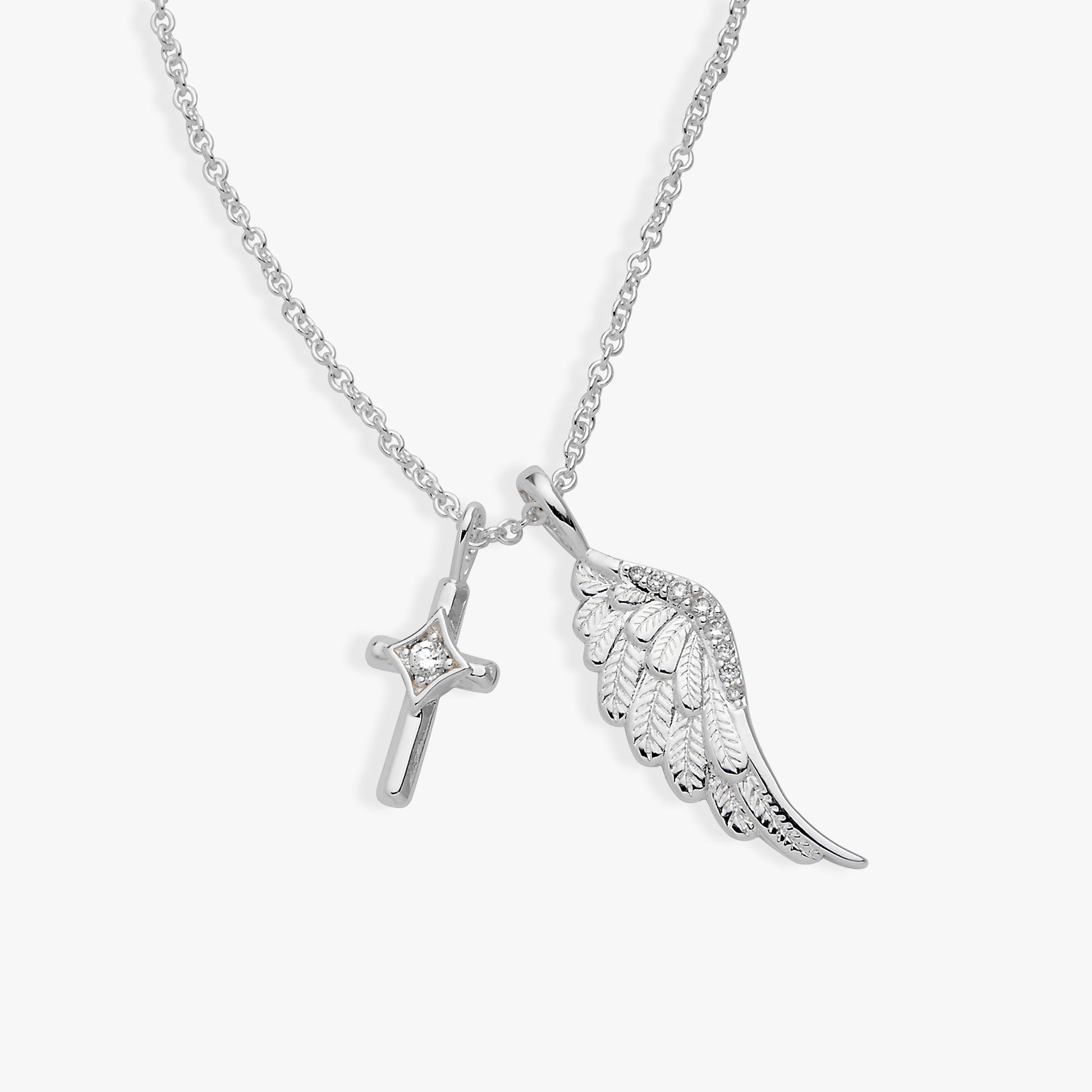 Faith Cross and Angel Wing Charm Necklace ALEX AND ANI
