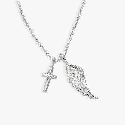 Faith Cross and Angel Wing Charm Necklace ALEX AND ANI