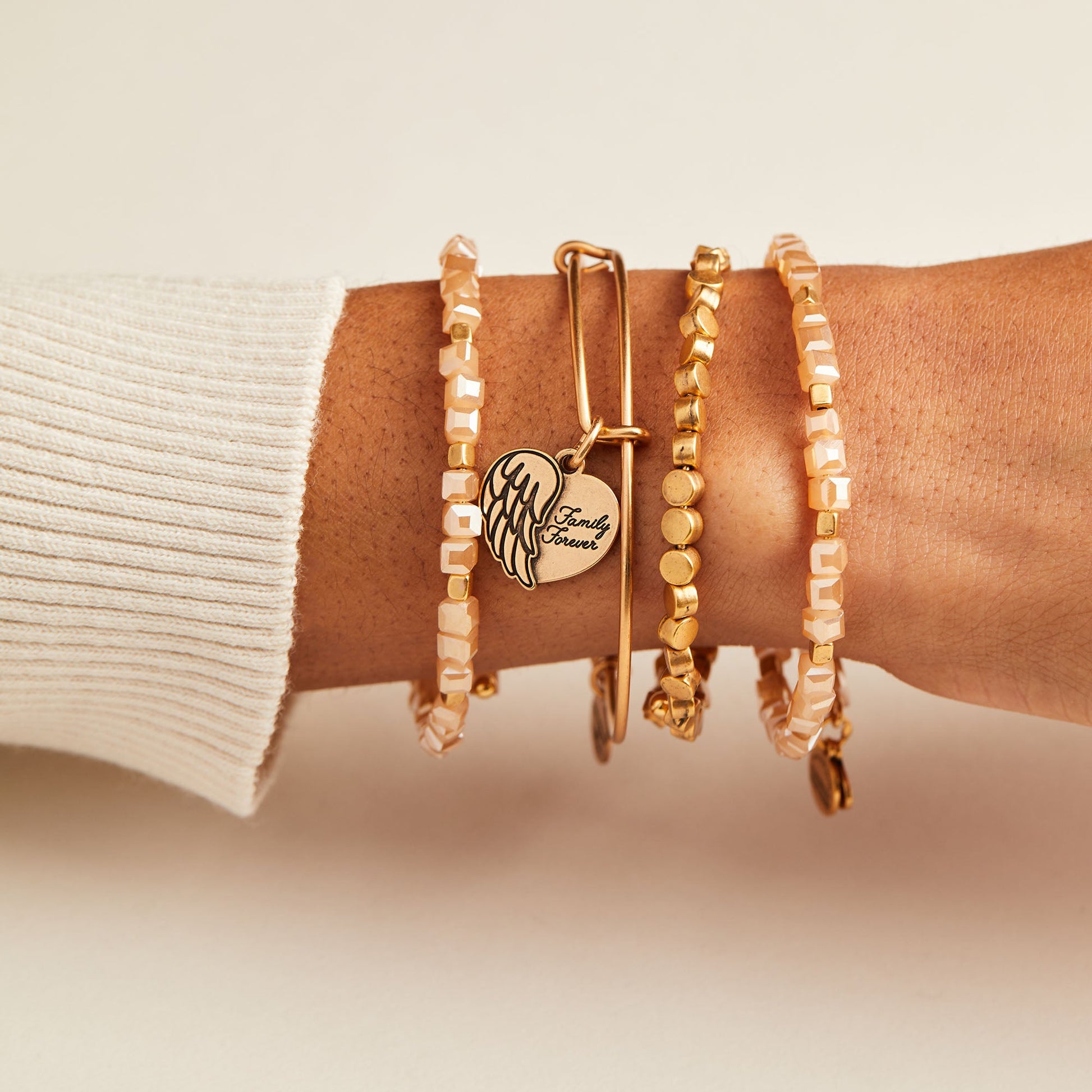 'Family Forever' Angel Wing Heart Charm Bangle ALEX AND ANI