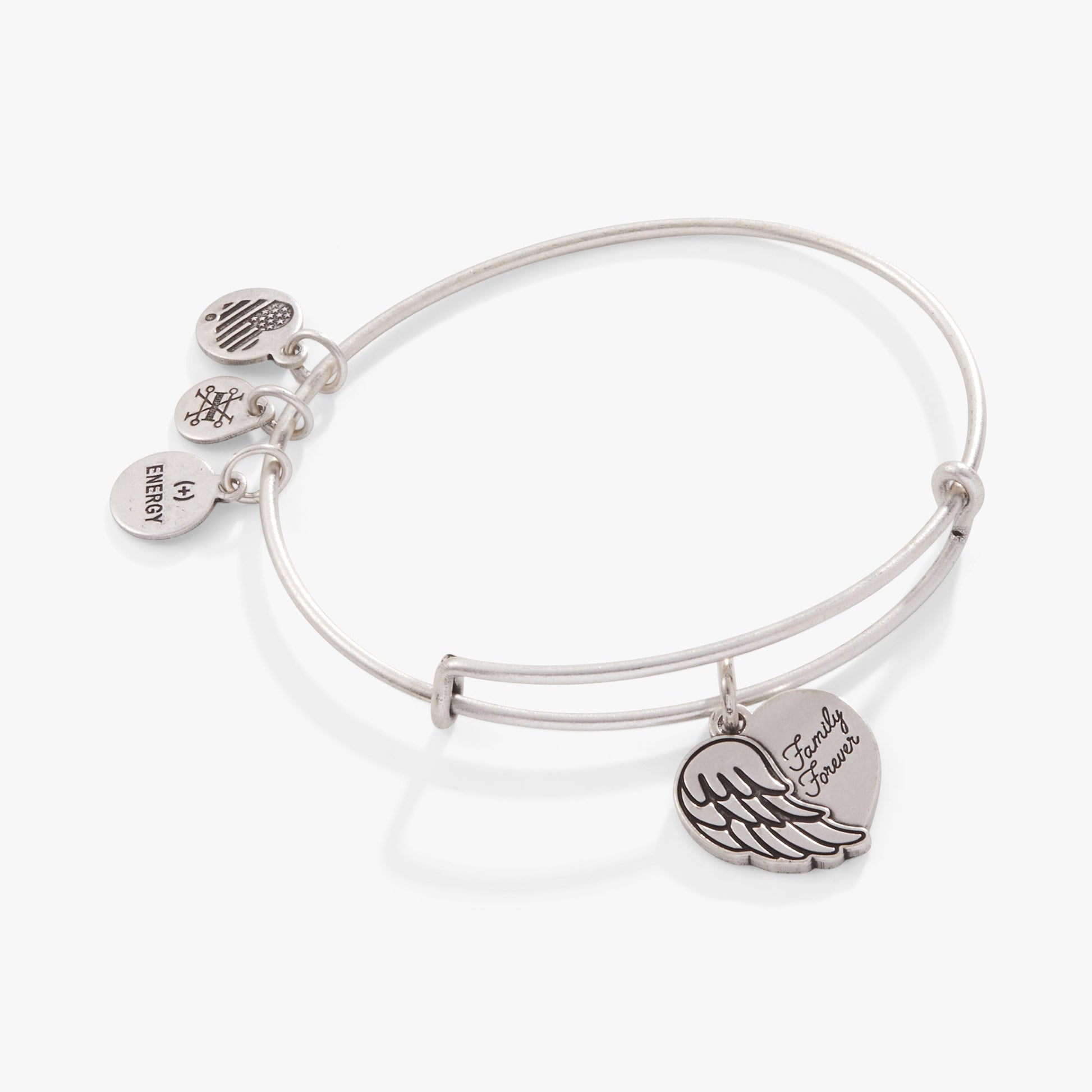 'Family Forever' Angel Wing Heart Charm Bangle ALEX AND ANI