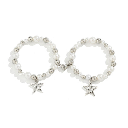 Star and heart-shaped pendant tassel bracelet set